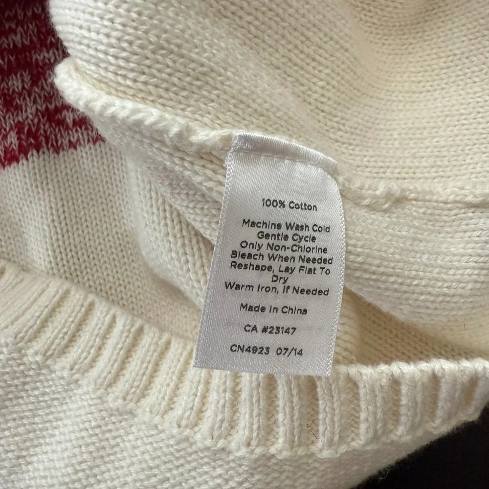 Talbots Cardigan Women's Size‎ Small Red White Cable Knit Long Sleeve Sweater